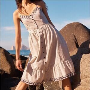 Madewell Floral Embroidered Jardin Midi Cotton Dress